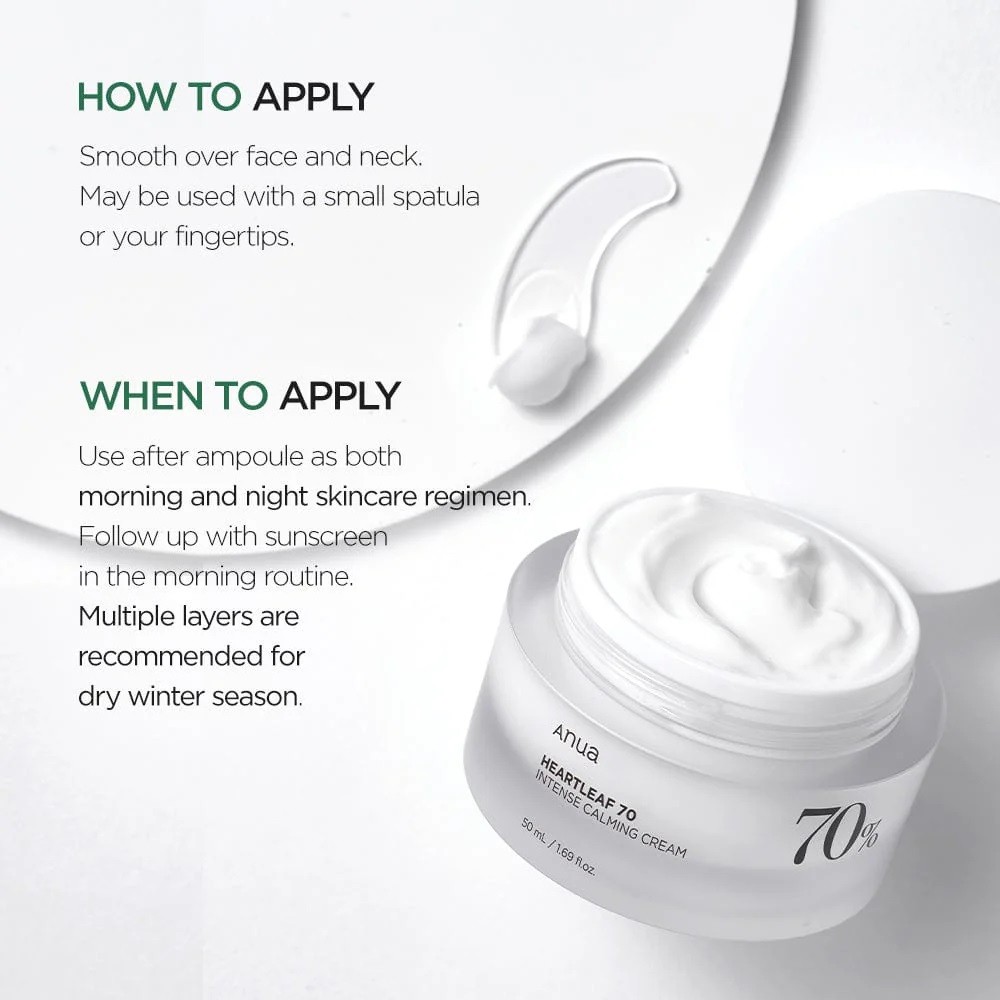 Heartleaf 70% Intense Calming Cream – Καταπραϋντική κρέμα για ευαίσθητο δέρμα, 50ml