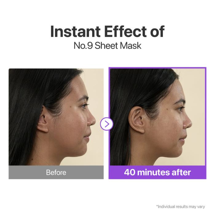 No. 9 NAD+ BIO Lifting-sil Full Face Mask Set, 4 pieces – Μάσκα προσώπου lifting και λάμψης, 4τεμ