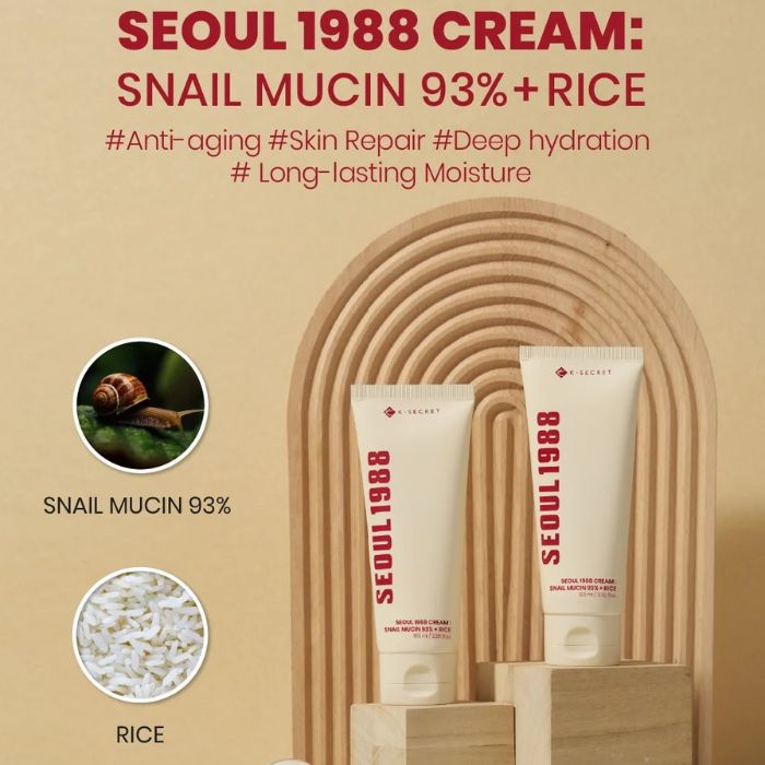 Seoul 1988 Cream : Snail Mucin 93% + Rice – Ενυδατική κρέμα με έκκριμα σαλιγκαριού, 100ml