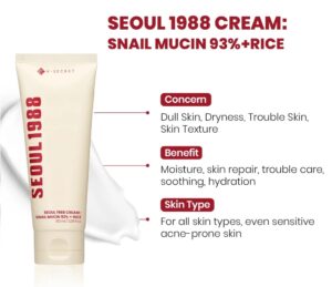 Seoul 1988 Cream : Snail Mucin 93% + Rice – Ενυδατική κρέμα με έκκριμα σαλιγκαριού, 100ml