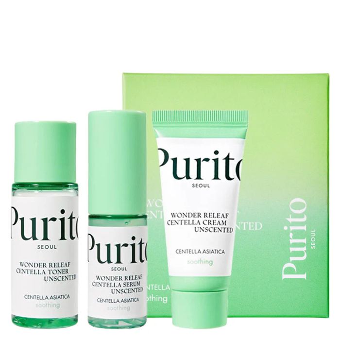 Wonder Releaf Centella Mini Kit Unscented travel size - Mini σετ περιποίησης για ενυδάτωση 3τμχ
