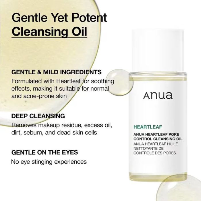 Heartleaf Pore Control Cleansing Oil travel size – Έλαιο για βαθύ καθαρισμό των πόρων μίνι, 20ml