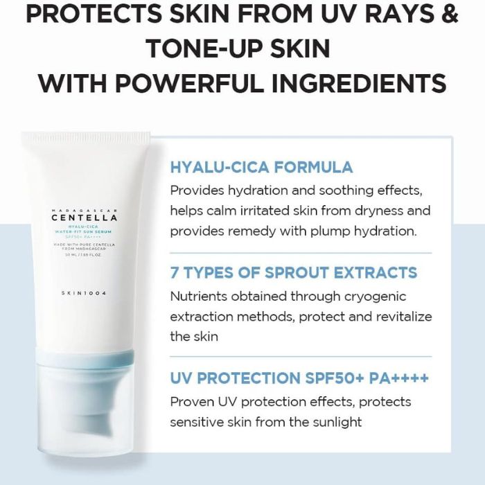 Madagascar Centella Hyalu-Cica Water-Fit Sun Serum – Αντηλιακό με υαλουρονικό και σεντέλα, 2x50ml