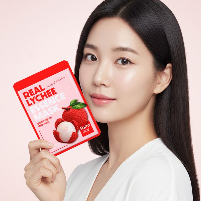 Real Lychee Essence Mask – Υφασμάτινη μάσκα προσώπου με Lychee, 23ml