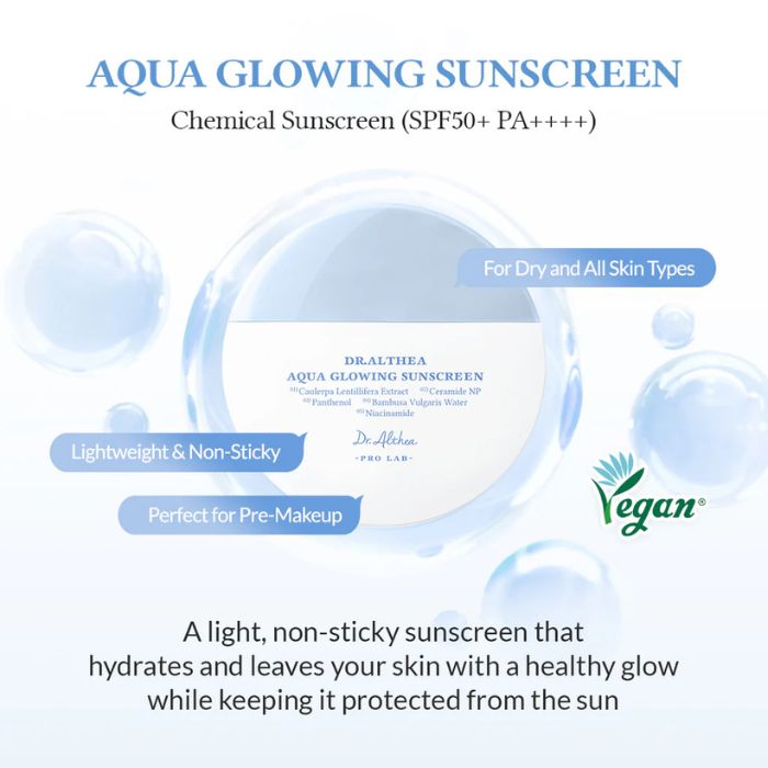 Aqua Glowing Sunscreen SPF50+ – Ενυδατικό αντηλιακό προσώπου, 50ml