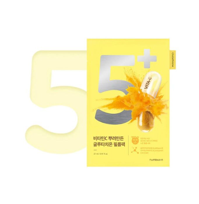 Numbuzin No.5 Vitamin Spotlight Sheet Mask - Συμπυκνωμένη βιταμινούχα υφασμάτινη μάσκα προσώπου με γλουταθειόνη, 1τεμ.