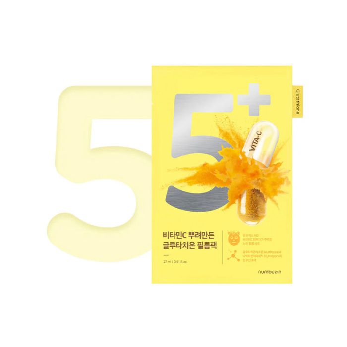 Numbuzin No.5 Vitamin Spotlight Sheet Mask - Συμπυκνωμένη βιταμινούχα υφασμάτινη μάσκα προσώπου με γλουταθειόνη, 1τεμ.