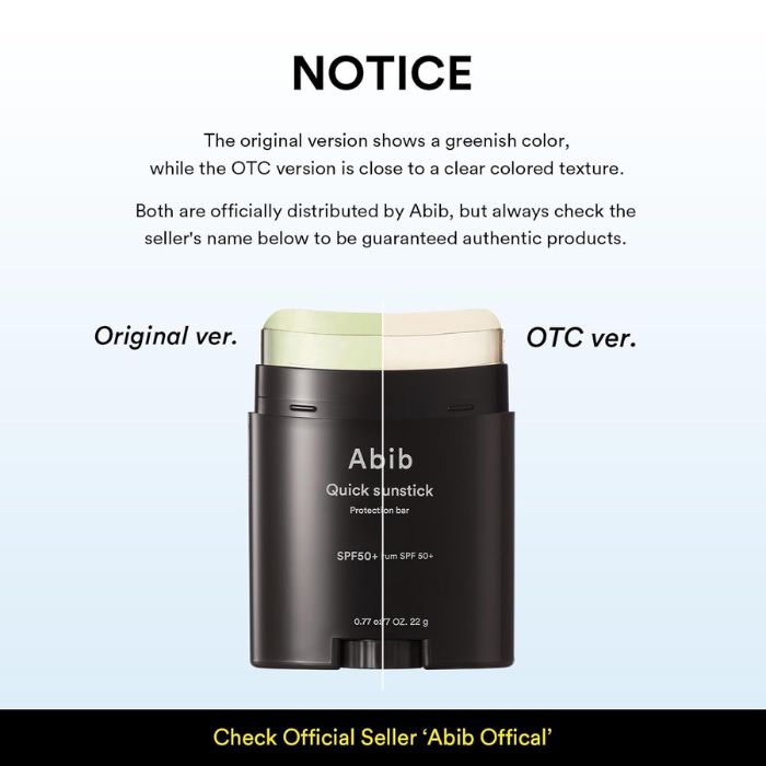 Abib Quick Sunstick Protection Bar SPF50+ – Ενυδατικό αντηλιακό προσώπου & σώματος σε στικ, 22gr