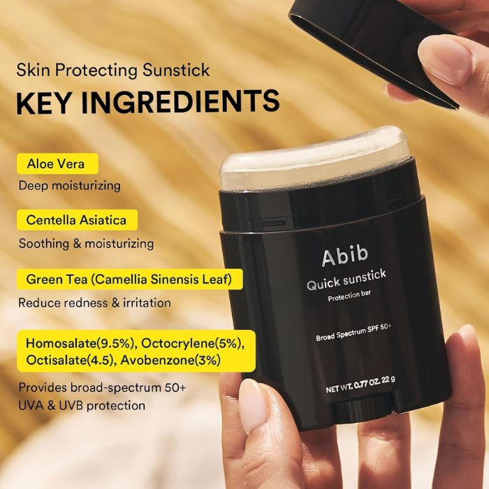 Abib Quick Sunstick Protection Bar SPF50+ – Ενυδατικό αντηλιακό προσώπου & σώματος σε στικ, 22gr