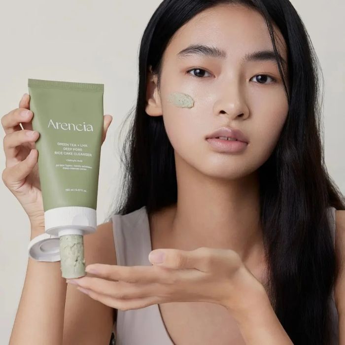 Arencia Green Tea + LHA Deep Pore Rice Cake Cleanser – Καθαριστικό προσώπου βαθύ καθαρισμού με πράσινο τσάι & LHA, 150ml