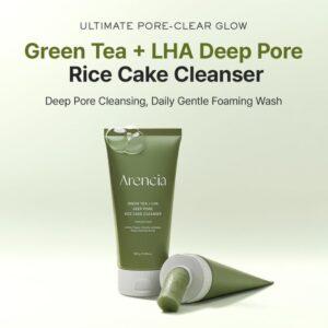 Arencia Green Tea + LHA Deep Pore Rice Cake Cleanser – Καθαριστικό προσώπου βαθύ καθαρισμού με πράσινο τσάι & LHA, 150ml
