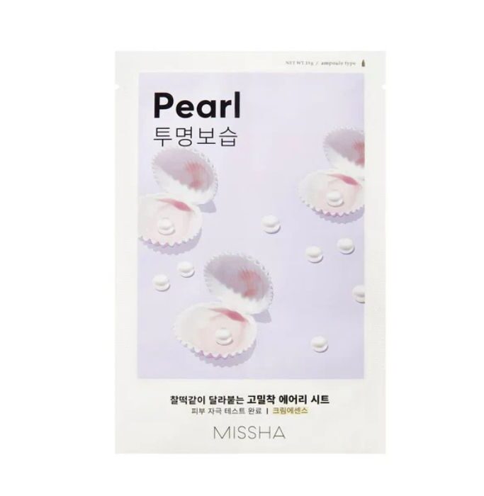 Missha Airy Fit Sheet Mask Pearl - Μάσκα με εκχύλισμα μαργαριταριού για λάμψη & ενυδάτωση, 19gr