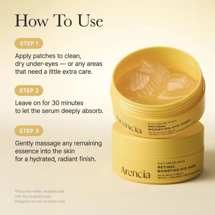 Arencia Retinal Boosting Eye Mask – Eye patches με Ρετινάλη & 5 Πεπτίδια, 60τεμ.