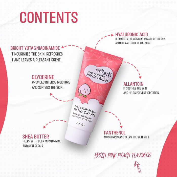 Esfolio Fresh Pink Peach Hand Cream – Δροσιστική κρέμα χεριών με ροδάκινο, 100ml