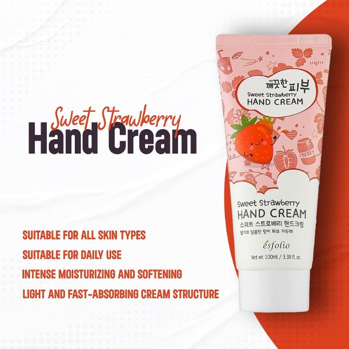 Esfolio Sweet Strawberry Hand Cream – Κρέμα χεριών με εκχύλισμα φράουλας, 100ml