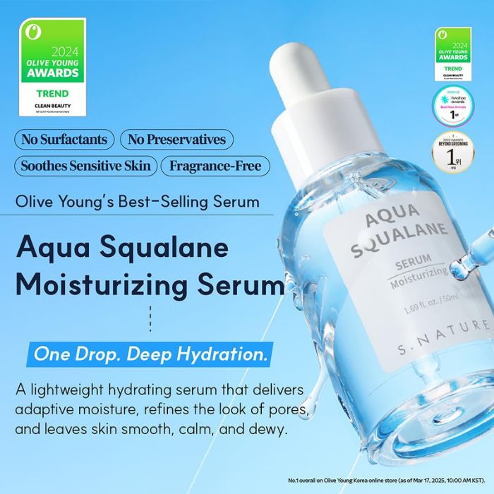 S.Nature – Aqua Squalane Serum – Καταπραϋντικός ορός με πανθενόλη για λάμψη, 50ml